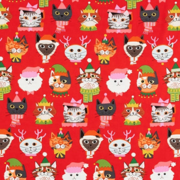 Tessuto Kitty Christmas Cotone Americano