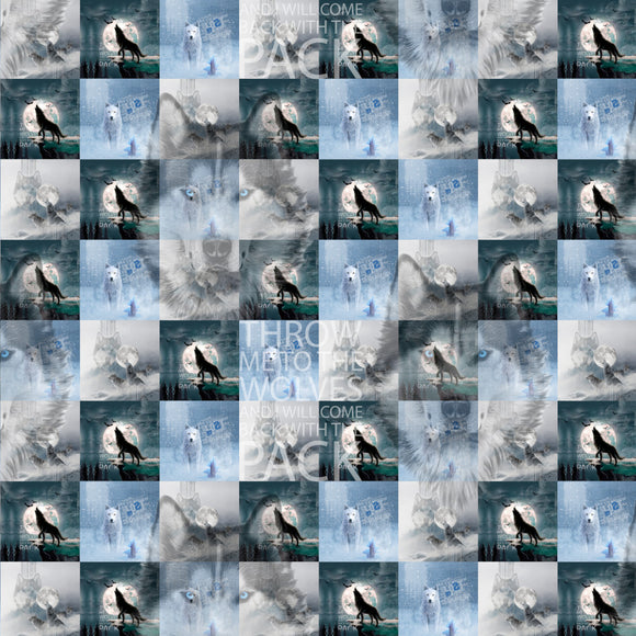 Tessuto Canvas Pannello Backpack Kids Double Face Zaino Lupi