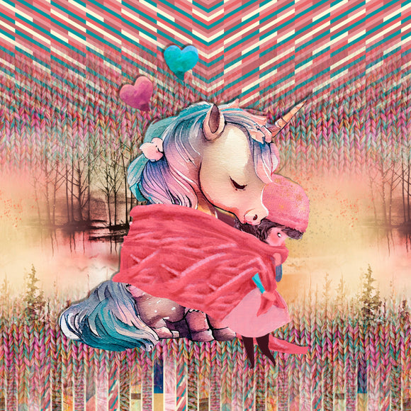 Tessuto Canvas Pannello Backpack Kids Double Face Zaino Unicorno