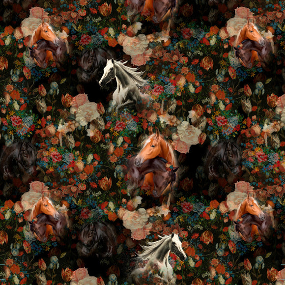 Tessuto Canvas Pannello Backpack Kids Double Face Zaino Cavalli