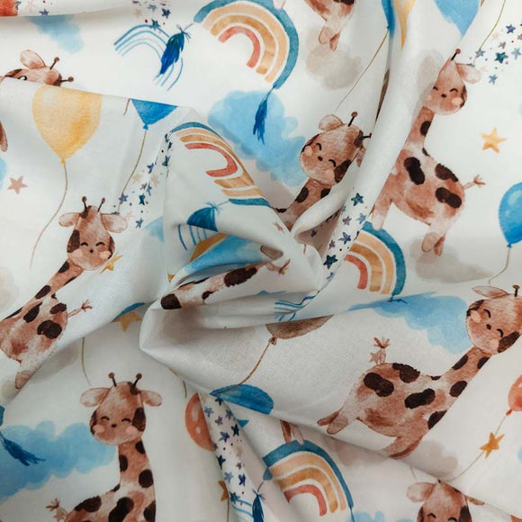 Tessuto Cotone Dolci Giraffe