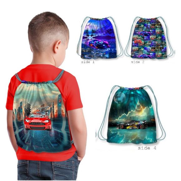 Tessuto Canvas Pannello Backpack Kids Double Face Zaino Macchine