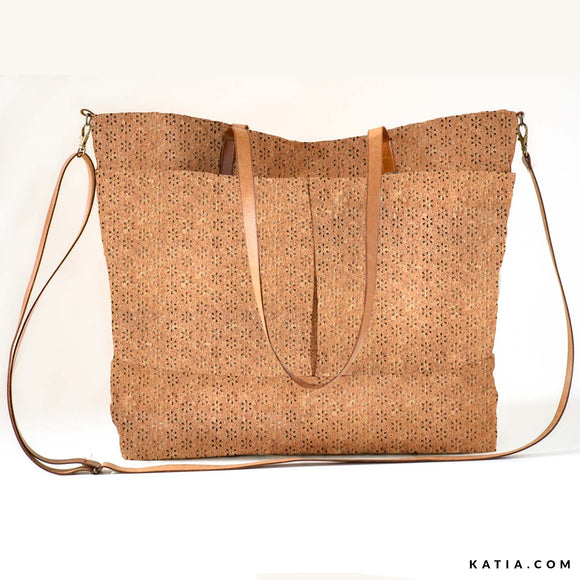 Tessuto Sughero Cork Gold Geo Flowers Katia Fabrics