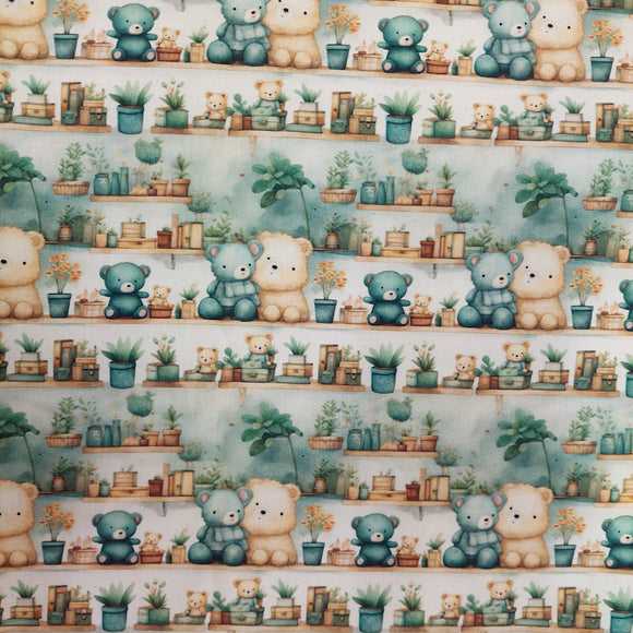 Tessuto Cotone Fabricart Baby Bear Orsetti Verde