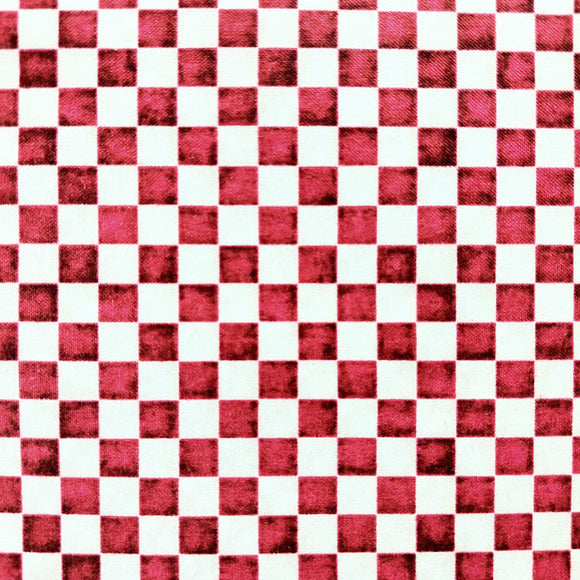 Cotone Americano Scacchiera Bianco Rosso