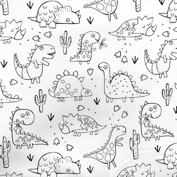 Tessuto Cotone Da Colorare Dinosauri