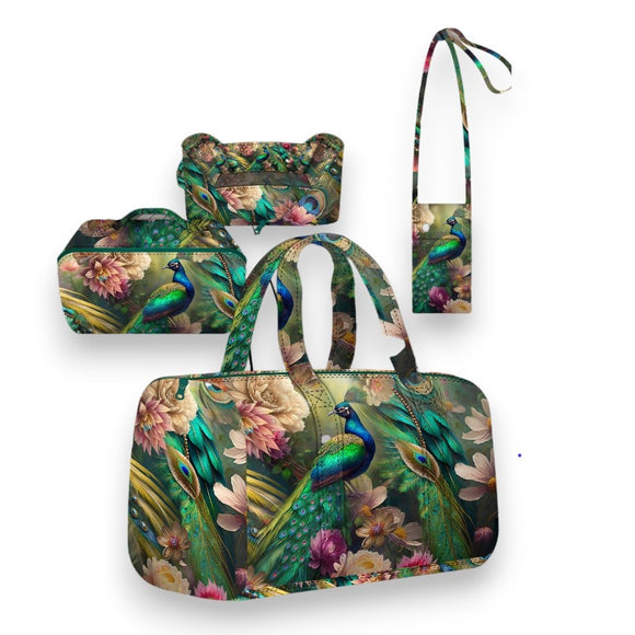 Tessuto Canvas Pannello Borsone-Beauty-Portacellulare Pavoni