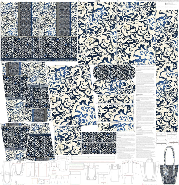 Tessuto Canvas Pannello Borsa Fancy Shopper Batique