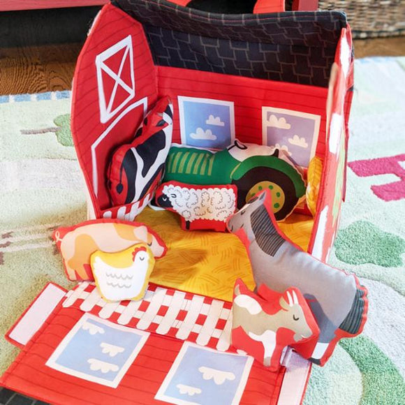 Cotone Americano Pannello Gioco On The Farm - Fienile