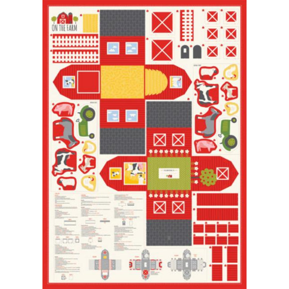 Cotone Americano Pannello Gioco On The Farm - Fienile