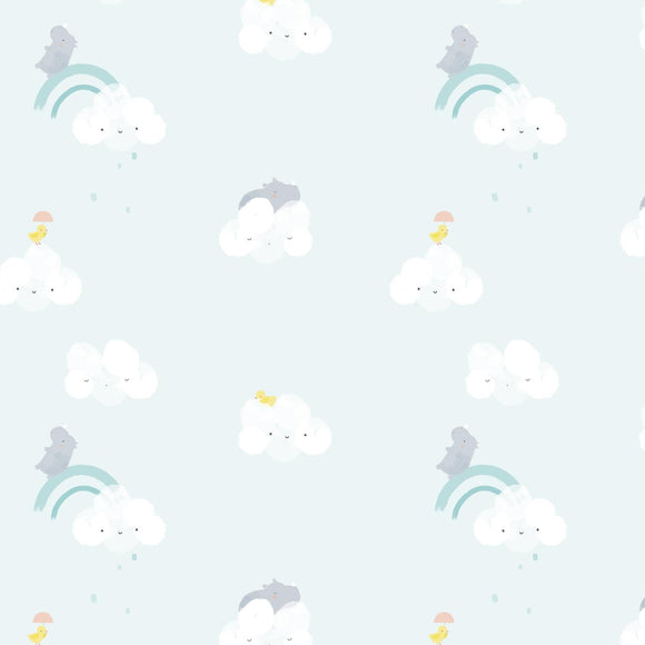 Katia Fabrics Popeline Sky Cloud Rhinos