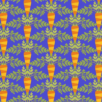 Tessuto Cotone Americano  Vegetable Patch Carrot