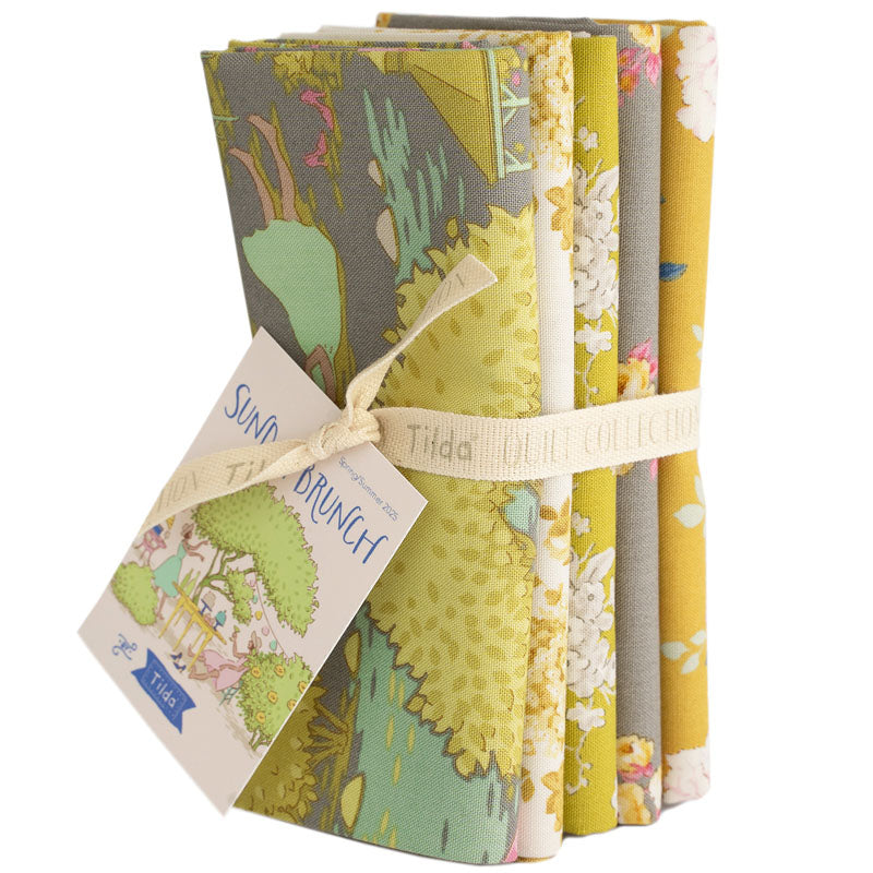 Tessuto Tilda Sunday Brunch Fat Quarter Bundle Grey/Yellow