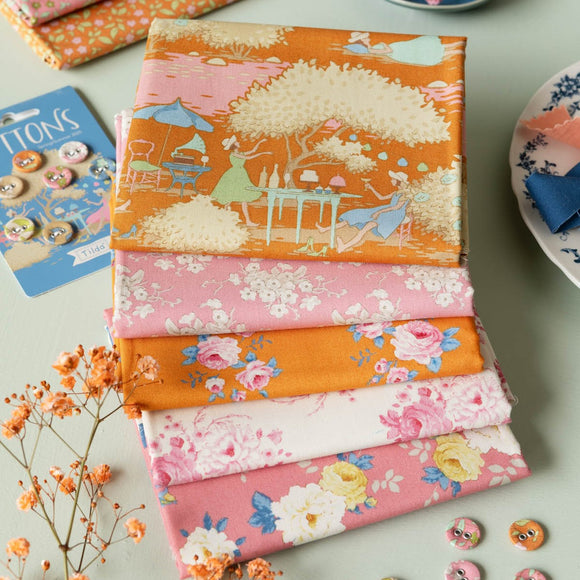 Tessuto Tilda Sunday Brunch Fat Quarter Bundle Pink/Ginger