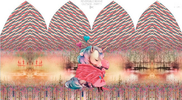 Jersey Garzato Pannello Berretta-Scaldacollo Unicorno e Principessa