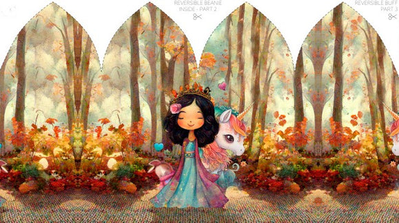 Jersey Garzato Pannello Berretta-Scaldacollo Unicorno e Principessa