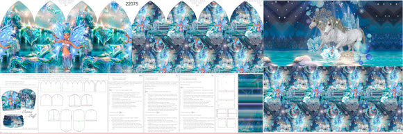 Jersey Garzato Pannello Berretta-Scaldacollo Fata e Unicorno