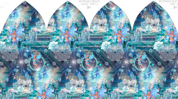 Jersey Garzato Pannello Berretta-Scaldacollo Fata e Unicorno