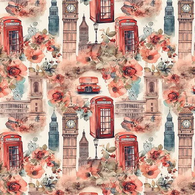 Tessuto Cotone Biologico London Romance