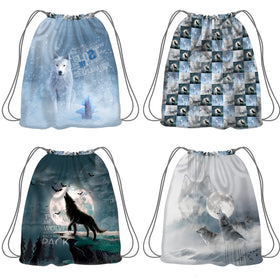 Tessuto Canvas Pannello Backpack Kids Double Face Zaino Lupi