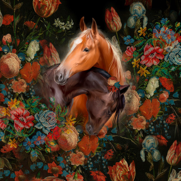 Tessuto Canvas Pannello Backpack Kids Double Face Zaino Cavalli