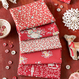 Tessuto Cotone Americano Tilda Merry Little Christmas Bundle Red - 0