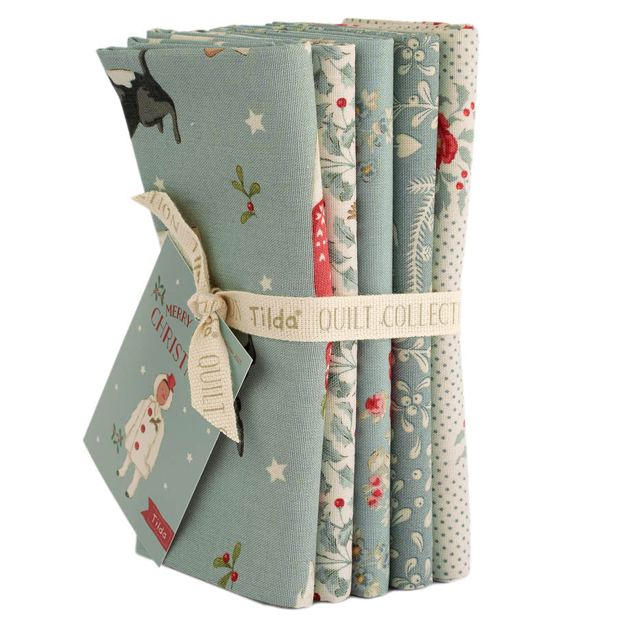 Tessuto Cotone Americano Tilda Merry Little Christmas Bundle Duck Egg