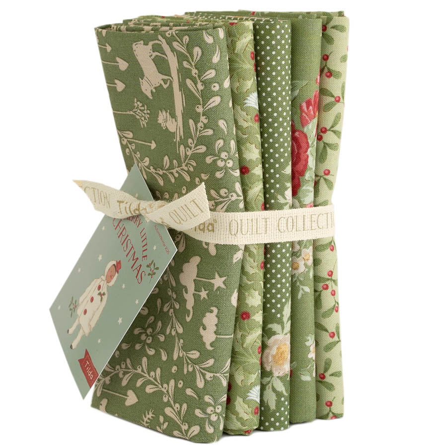 Tessuto Cotone Americano Tilda Merry Little Christmas Bundle Green