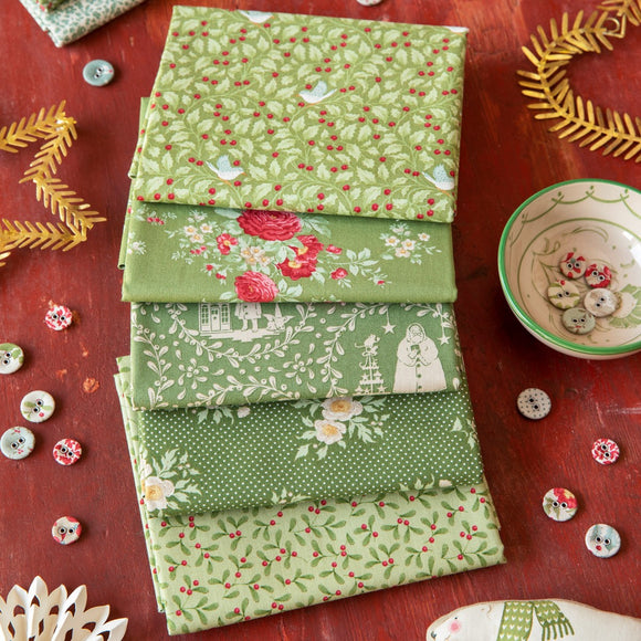 Tessuto Cotone Americano Tilda Merry Little Christmas Bundle Green