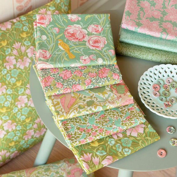 Tessuto Cotone Americano Tilda Songbird Bundle Green