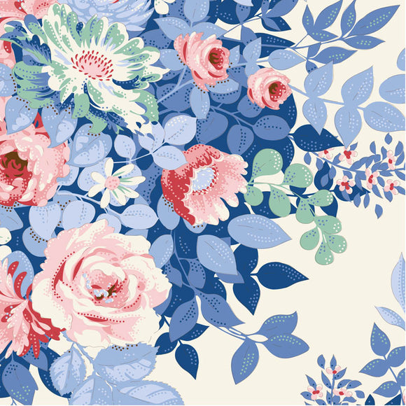 Tessuto Cotone Americano Tilda Something Blue Whimsyflower Cream