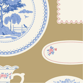 Tessuto Cotone Americano Tilda Something Blue Labels & Ornaments Ochre
