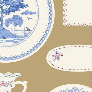 Tessuto Cotone Americano Tilda Something Blue Labels & Ornaments Ochre