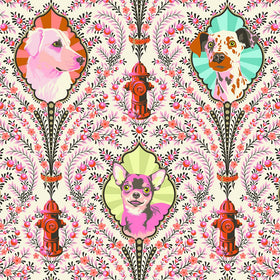 Tessuto Tula Pink Besties Cotone Americano Puppy Dog Eyes Blossom