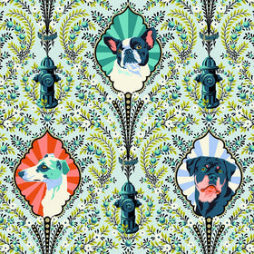 Tessuto Tula Pink Besties Cotone Americano Puppy Dog Eyes Bluebell