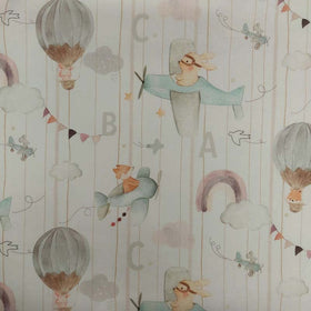 Tessuto Cotone Areoplani E Mongolfiere