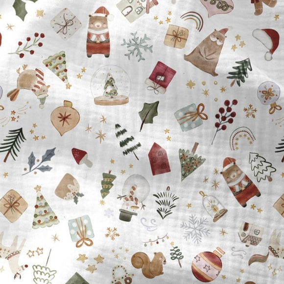 Tessuto Mussola Doppia Garza Natale Visby