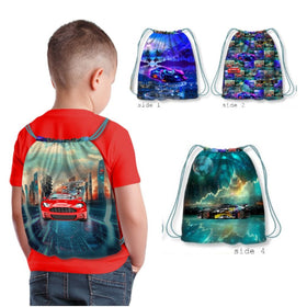 Tessuto Canvas Pannello Backpack Kids Double Face Zaino Macchine