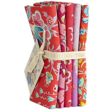 Tilda Bloomsville Fat Quarter Bundle Tomato/Plum