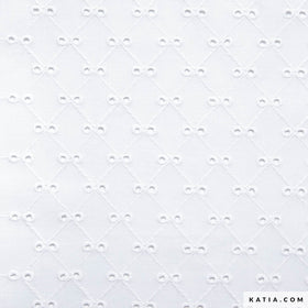 Tessuto Cotone Diamond Embroidery White - Sangallo