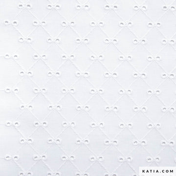 Tessuto Cotone Diamond Embroidery White - Sangallo