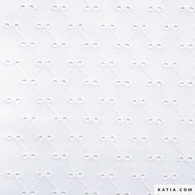Tessuto Cotone Diamond Embroidery White - Sangallo