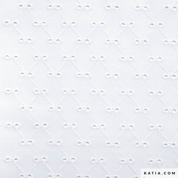 Tessuto Cotone Diamond Embroidery White - Sangallo
