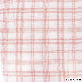 Katia Fabrics Mussola Tartan Pink Mallow