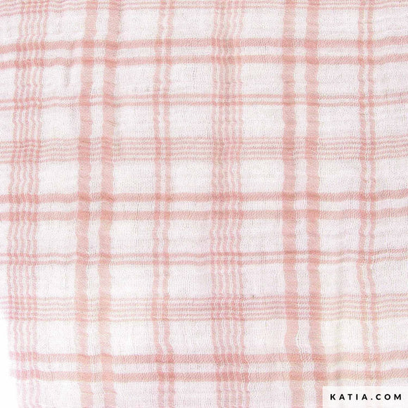 Katia Fabrics Mussola Tartan Pink Mallow