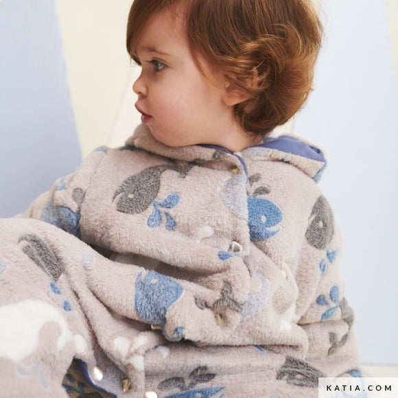 Katia Fabrics Teddy Fur Coraline Print Whales Balene