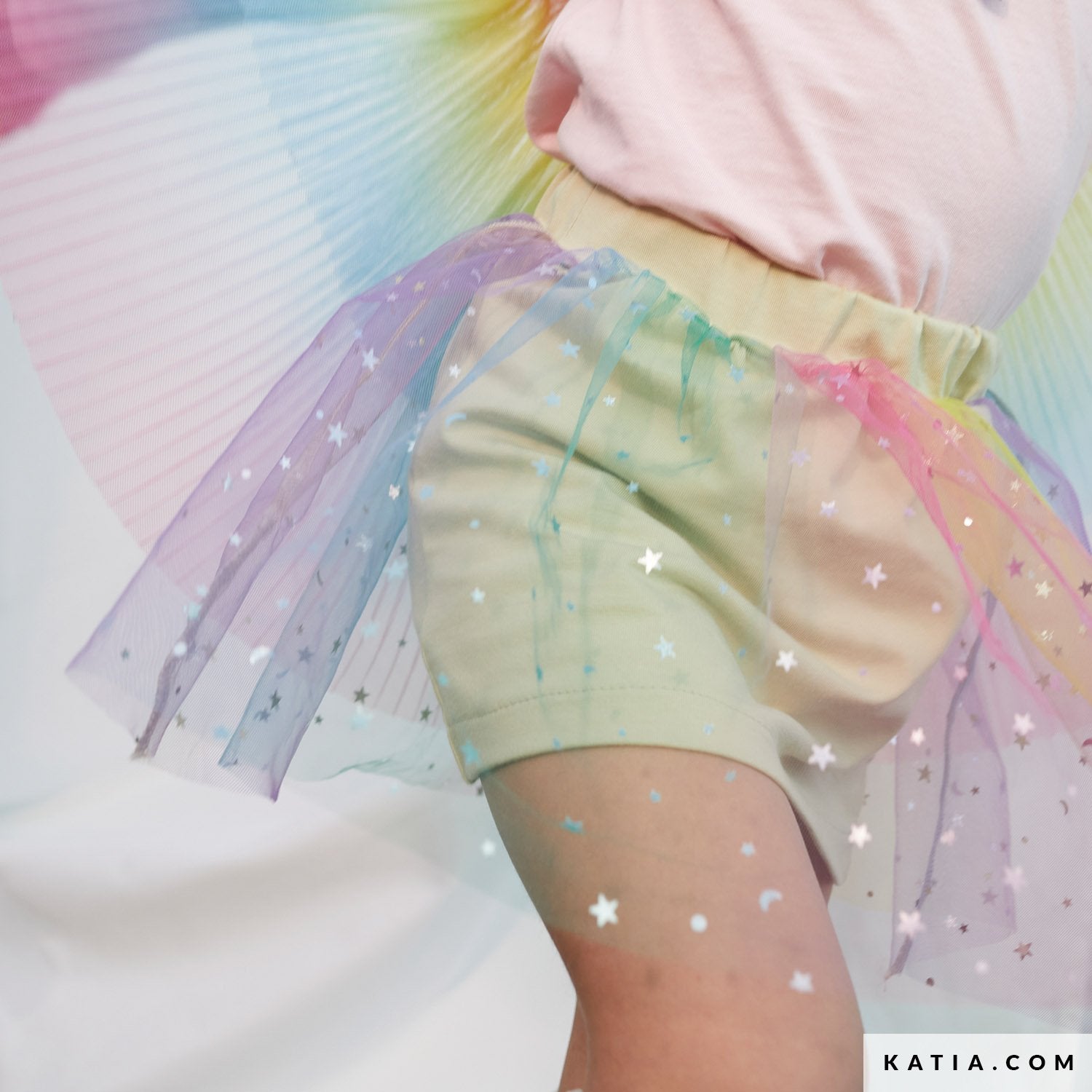 Katia Fabrics Tulle Rainbow Stars