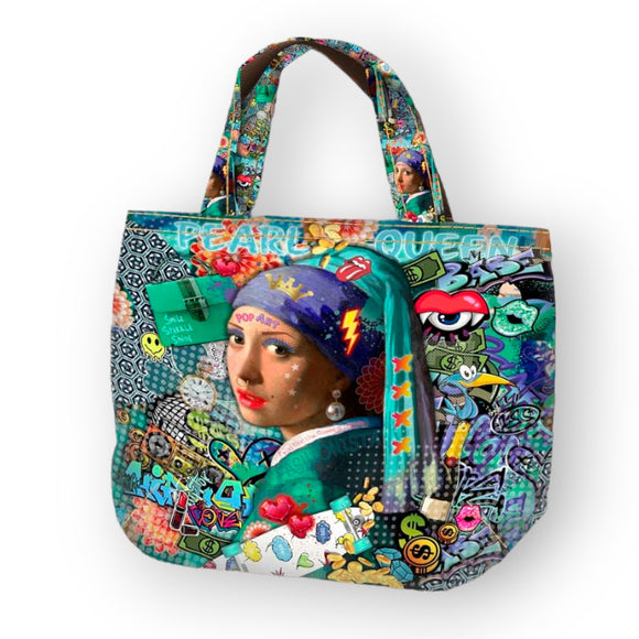 Canvas Pannello Borsa Double Face Orecchino Di Perla Popart