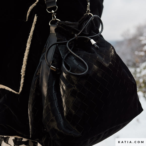 Tessuto Effetto Pelle Vegana Intrecciata