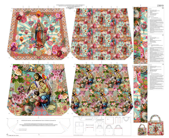 Tessuto Canvas Pannello Borsa Double Face Sacro